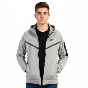 Nike Tech Fleece Heather Gray Full-Zip Hoodie Performance Jacket Coat Authentic